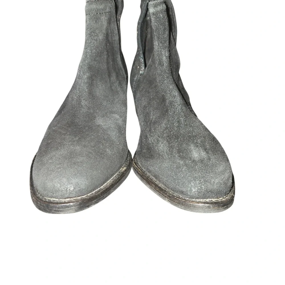 Diba True Stop By 54620 Booties Womens 7.5 Black Silver Metallic Suede Cutout